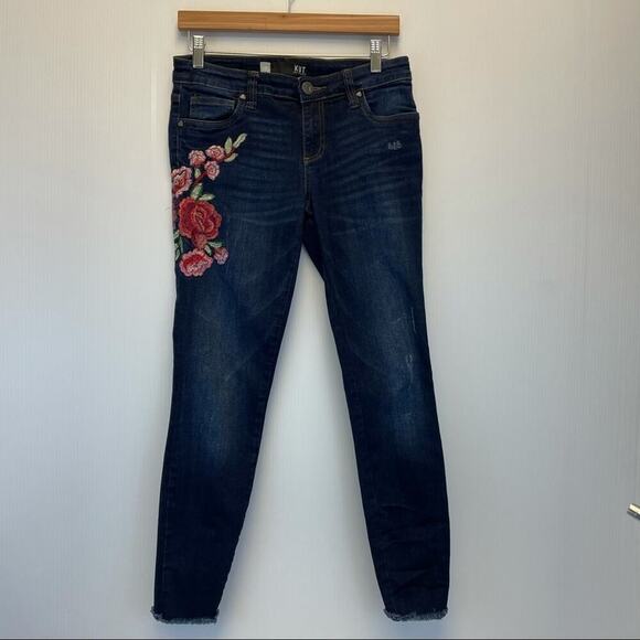 Kut from the Kloth Connie Ankle Skinny jeans embroidered floral pattern - Picture 2 of 11